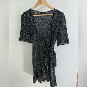 Zara Black and White Midi Sundress with V-Neck